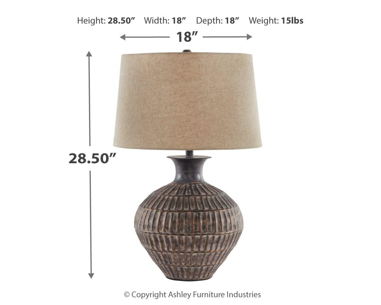 Dimension diagram of Magan Table Lamp with measurements