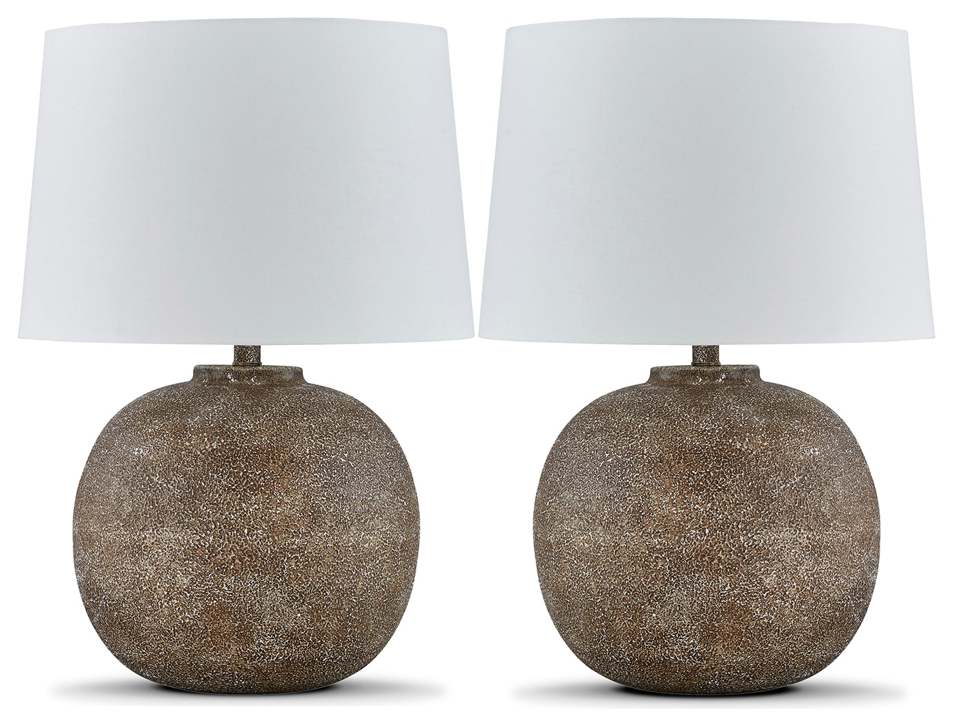 Close-up of lamp base with antique brown and white finish