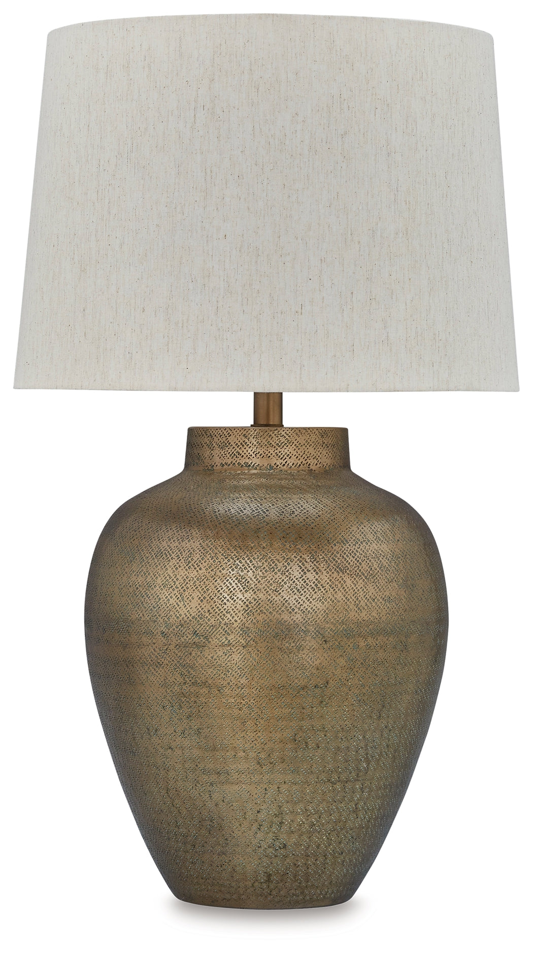 Side view of Madney Antique Gold Table Lamp showing shade details