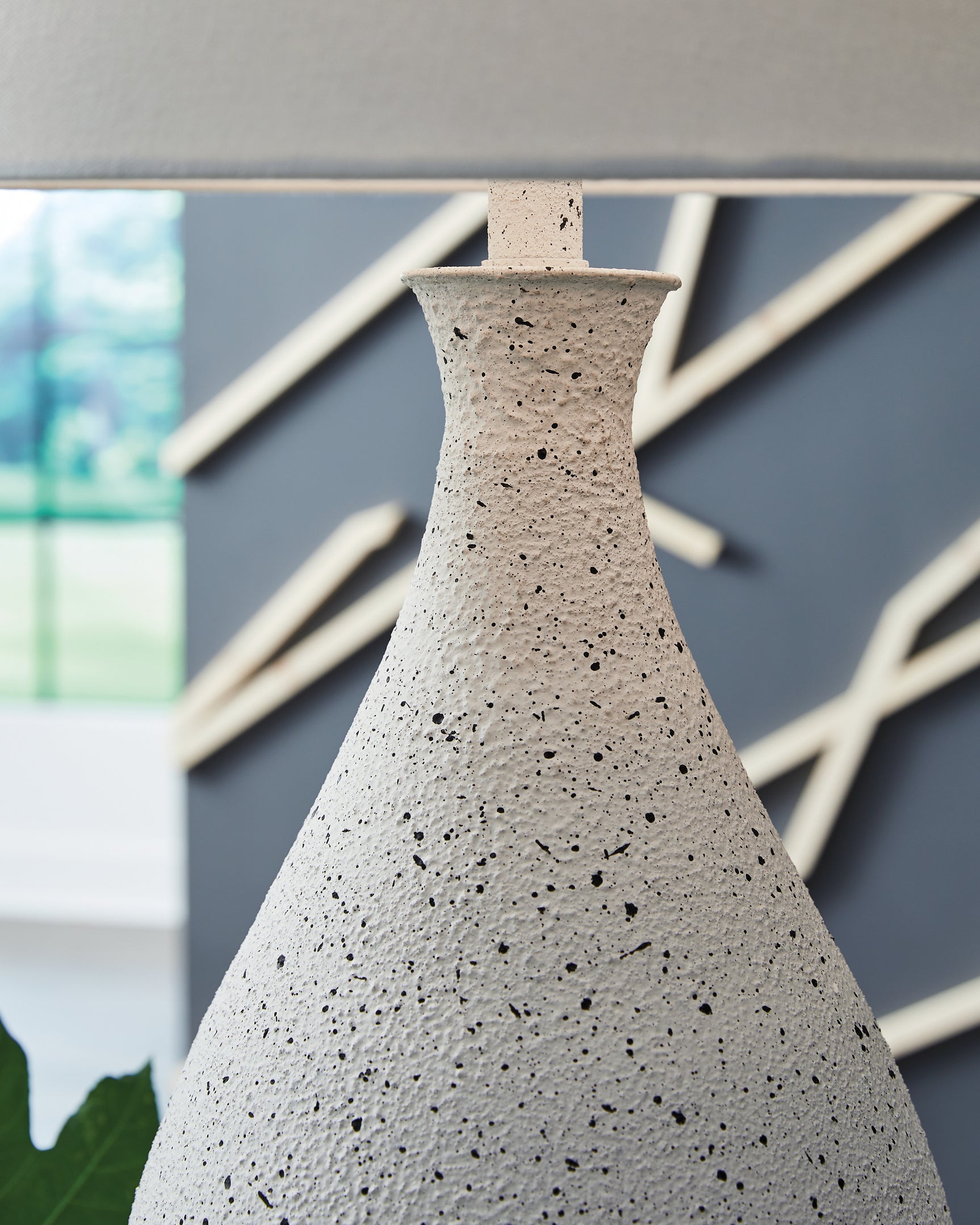 Close-up of Wyattford table lamp base finish and shade
