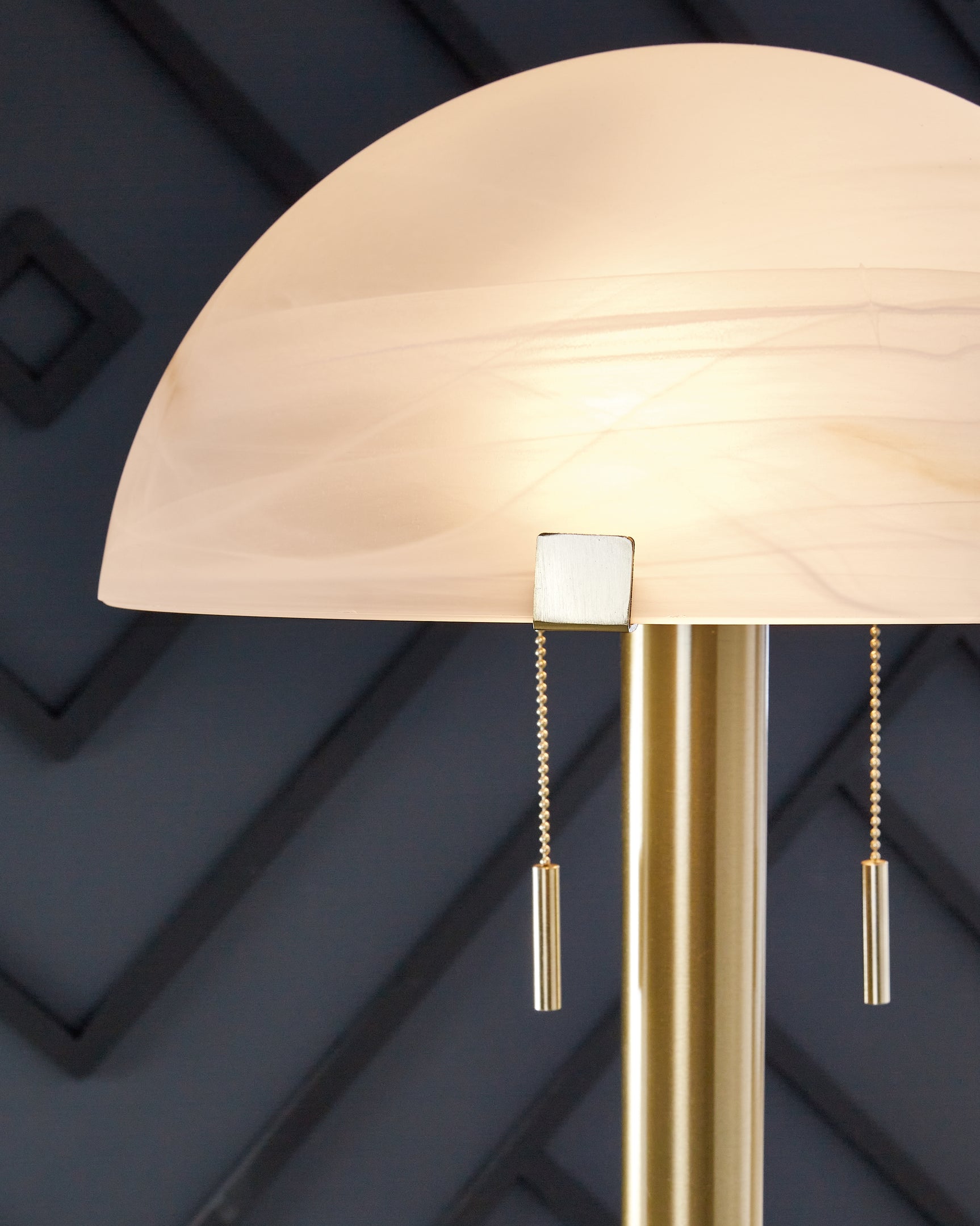 Close-up of Tobbinsen lamp glass dome shade