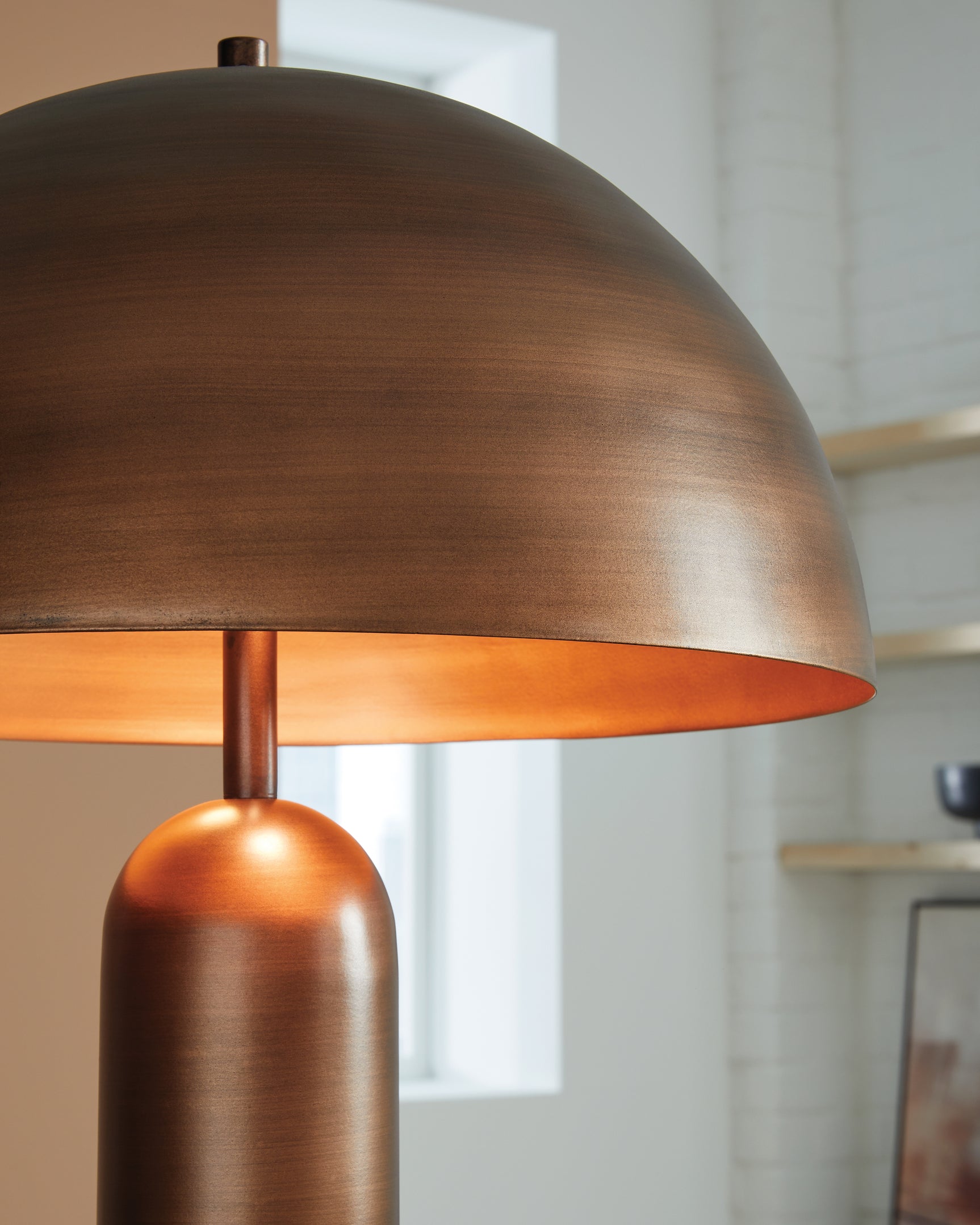 Close-up of Wendfield floor lamp dome shade