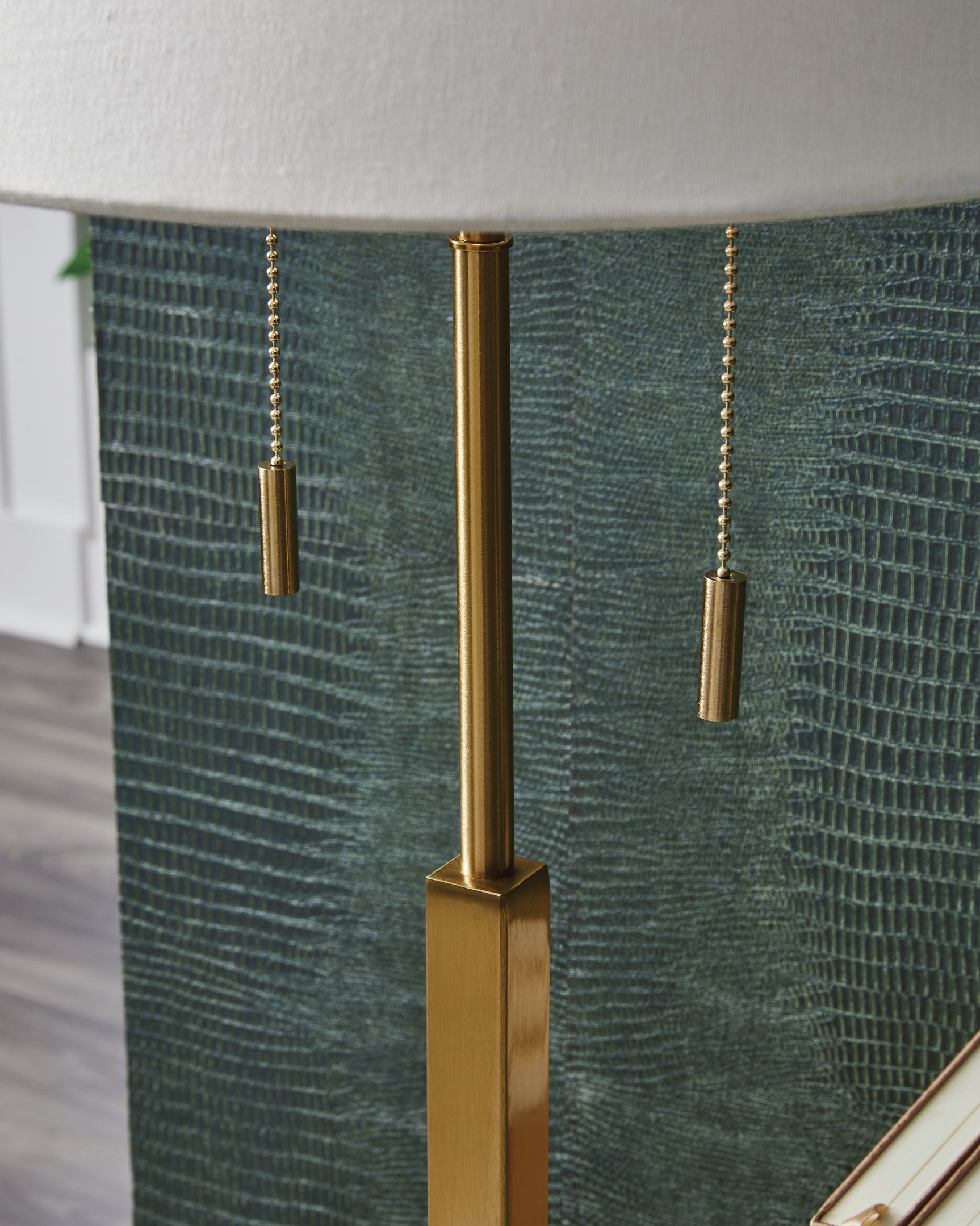 Close-up of Haigwood lamp base and shade texture