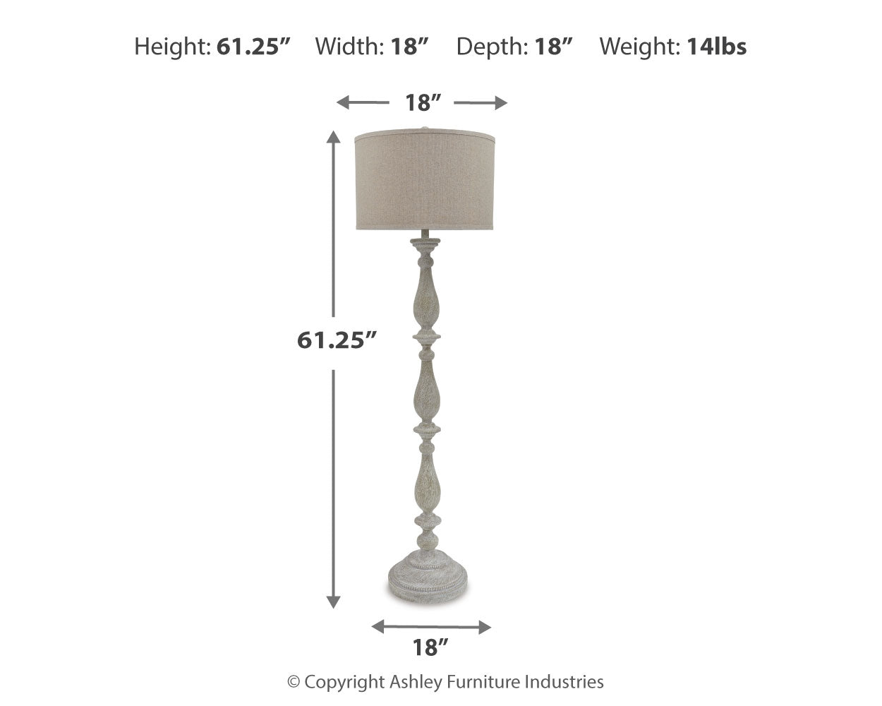 Bernadate floor lamp with shade illuminated