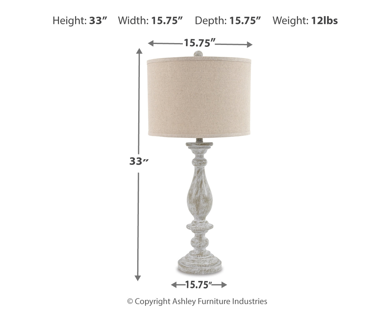 Bernadate table lamp with shade illuminated