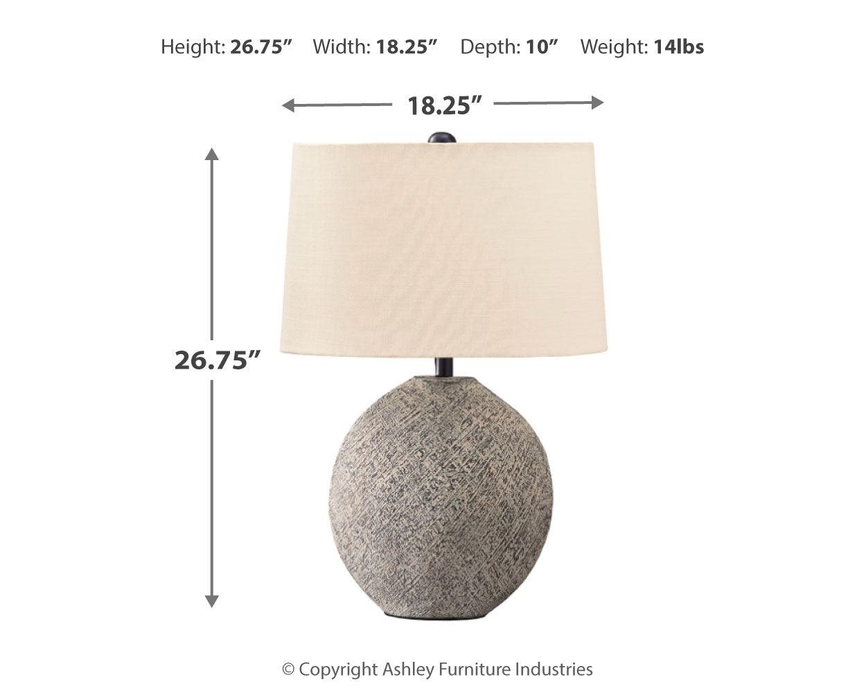 Dimension diagram for Harif Beige Table Lamp