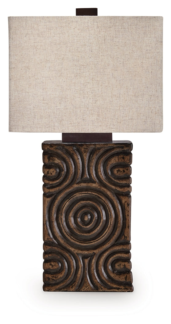 Side view of Heathbury Table Lamp with antiqued brown finish