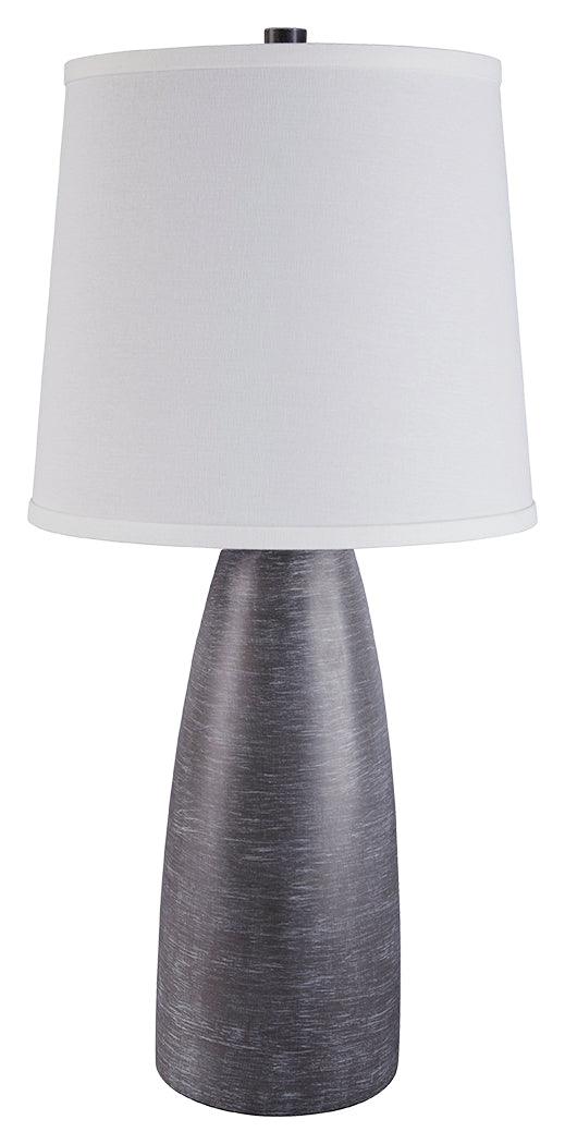 Shavontae Gray Table Lamp set of 2, side view showing shade