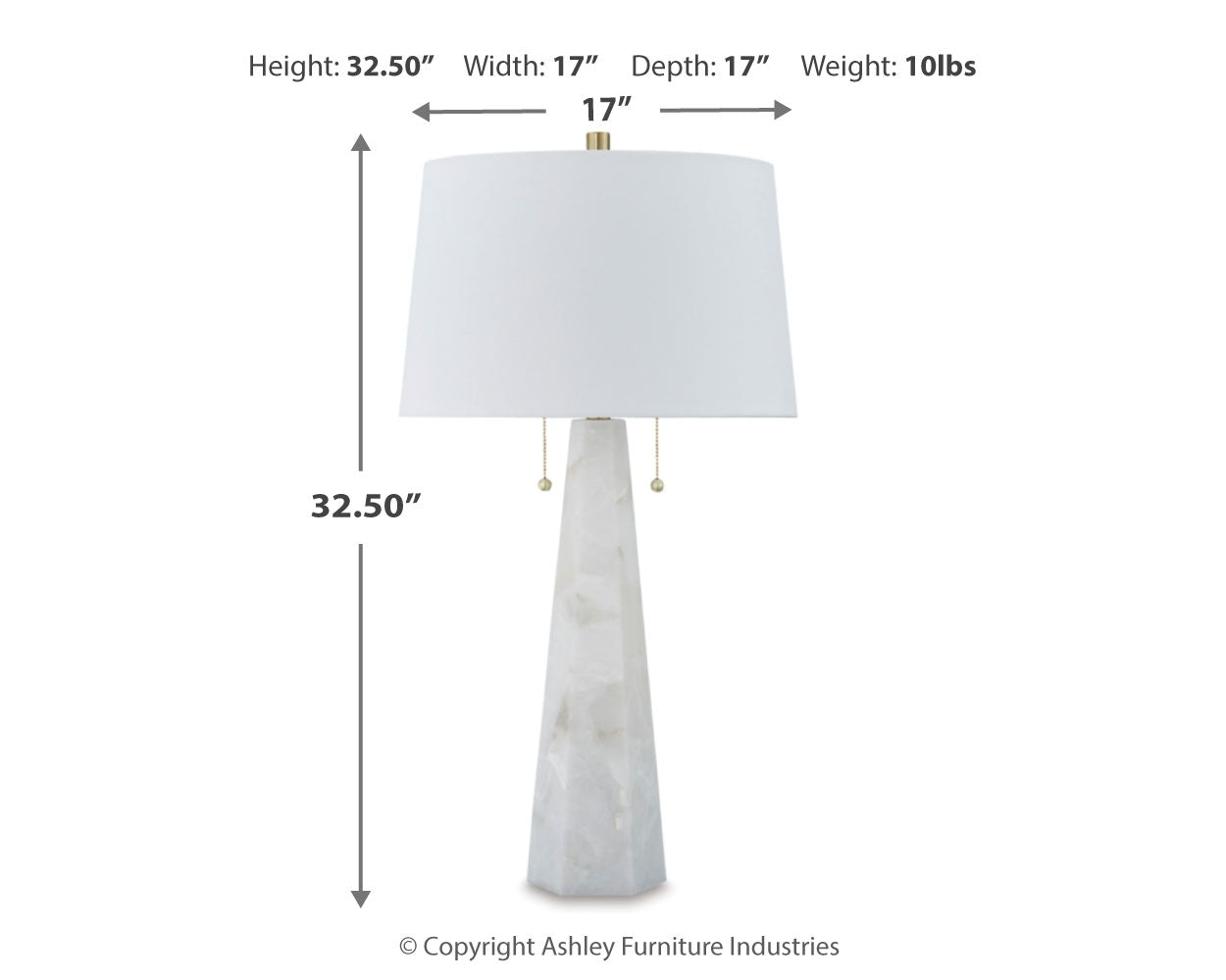 Lighting detail of Laurellen White table lamp set