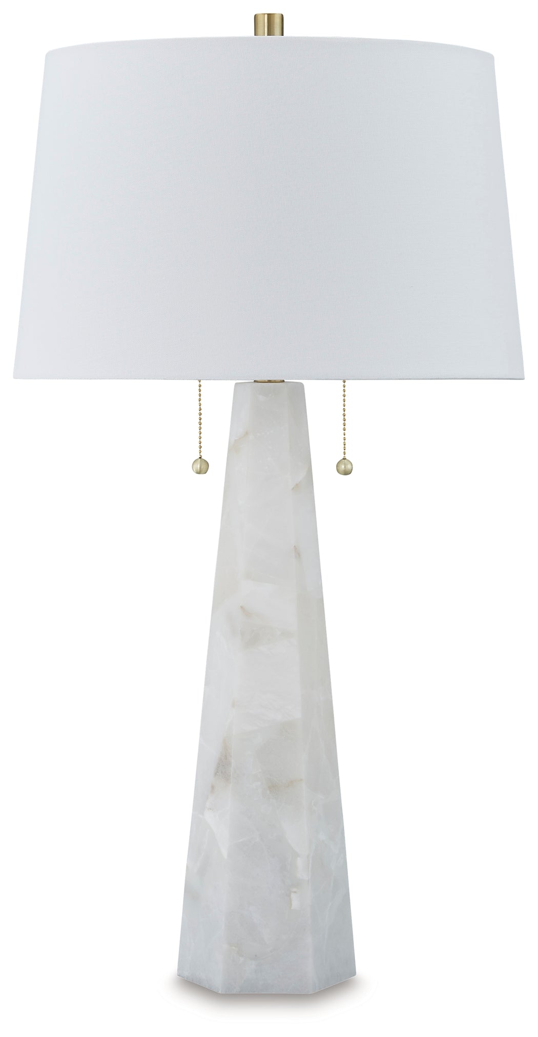 Laurellen table lamp illuminated in living room