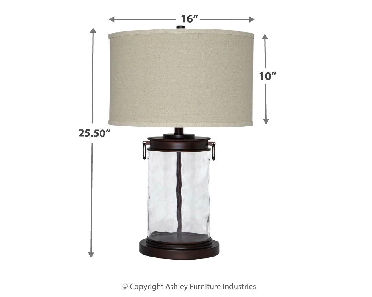 Tailynn table lamp dimensions illustration