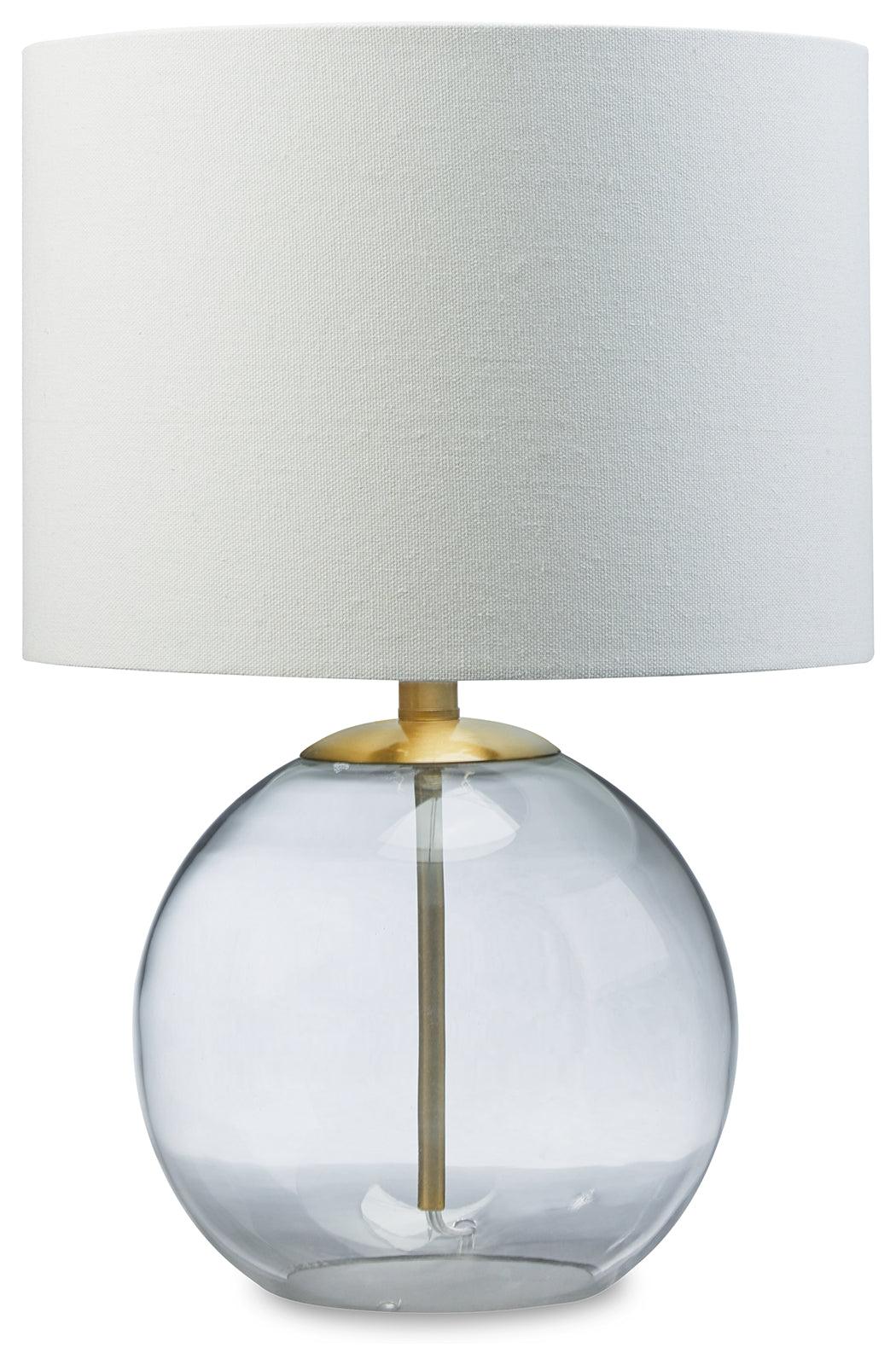 Samder table lamp side view highlighting fabric drum shade