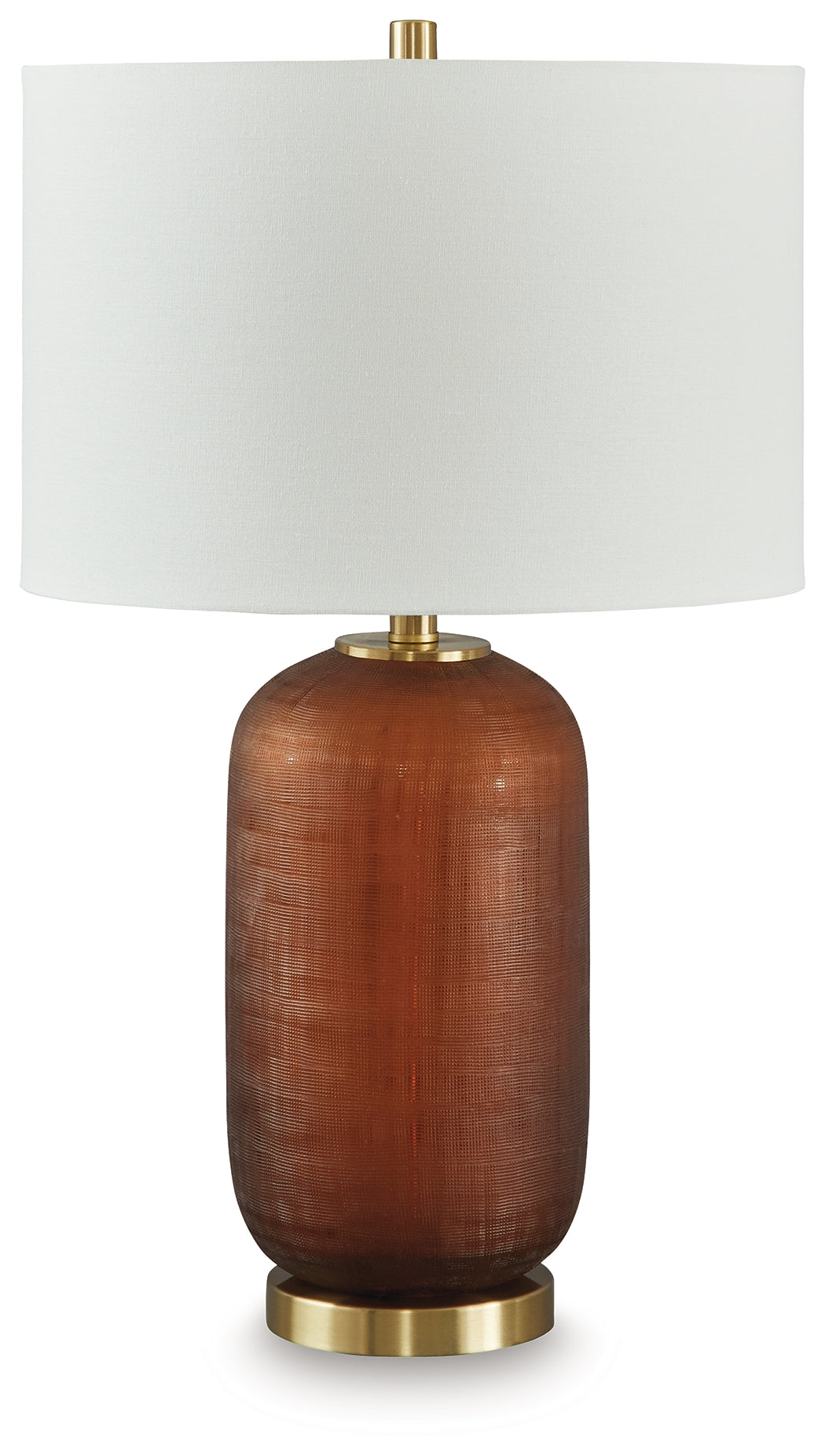 Side view of Farberman table lamp showing base and shade details