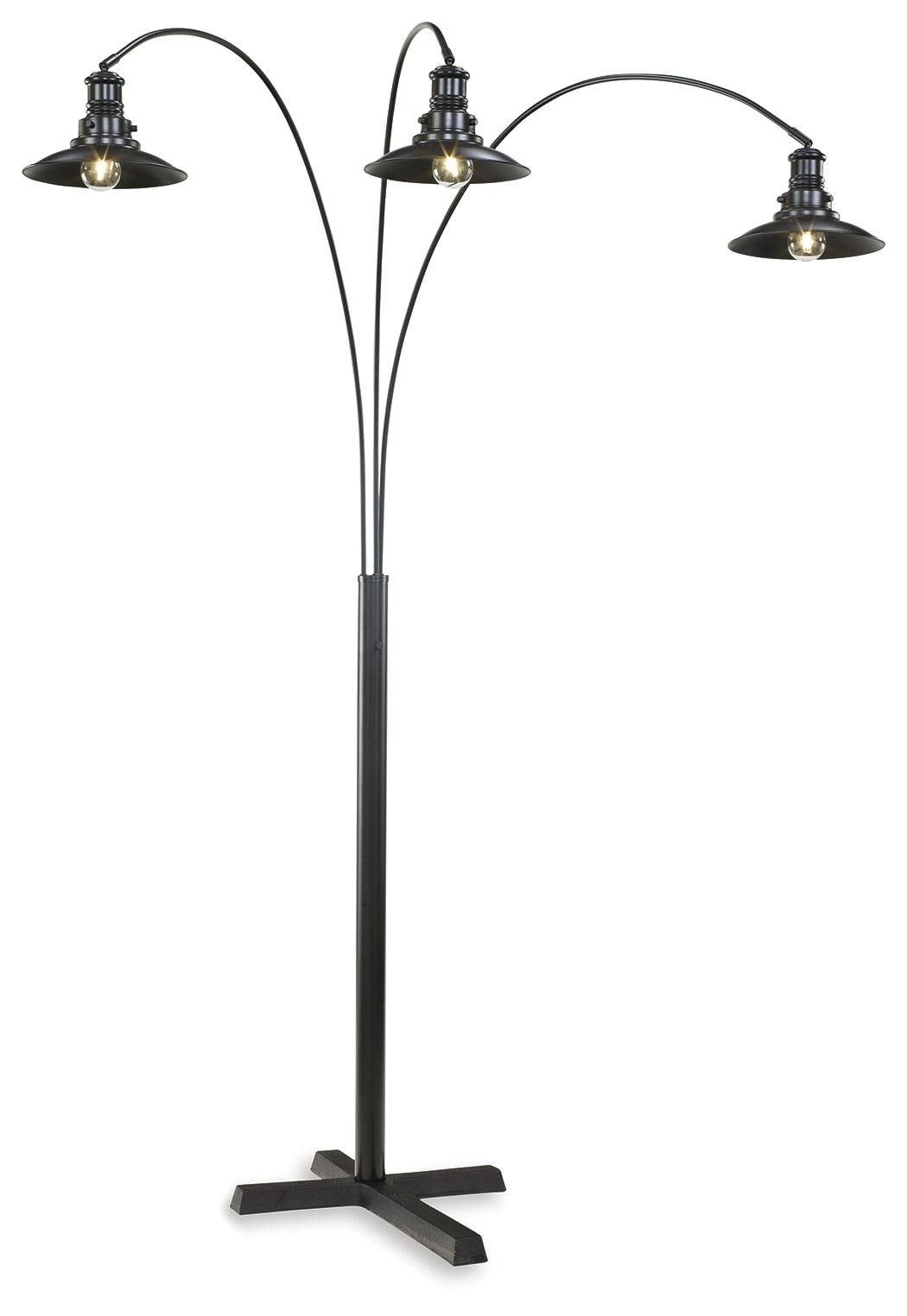 Close-up of Sheriel Floor Lamp dimmer switch on post