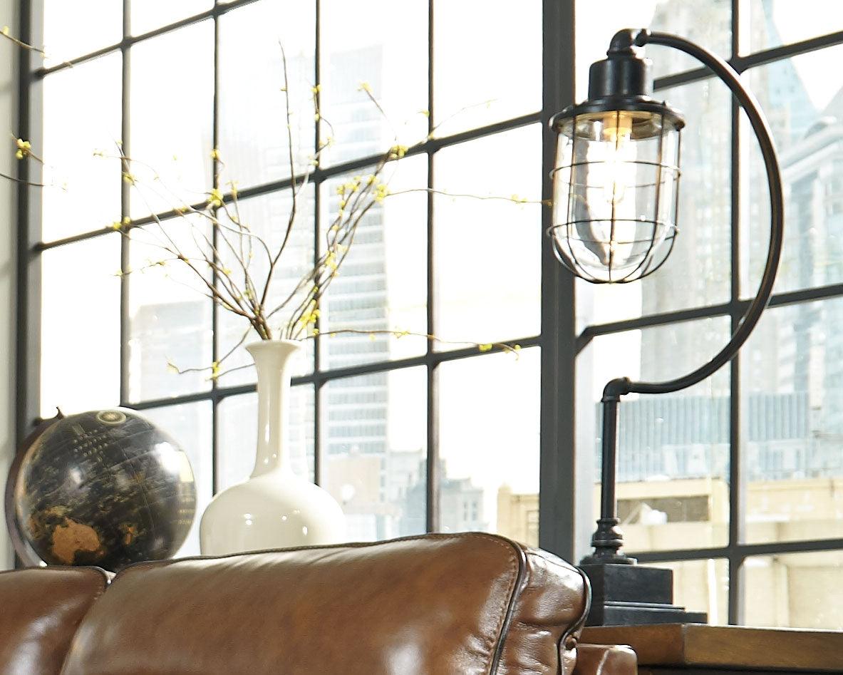 Jae Antique Black Desk Lamp close-up of base