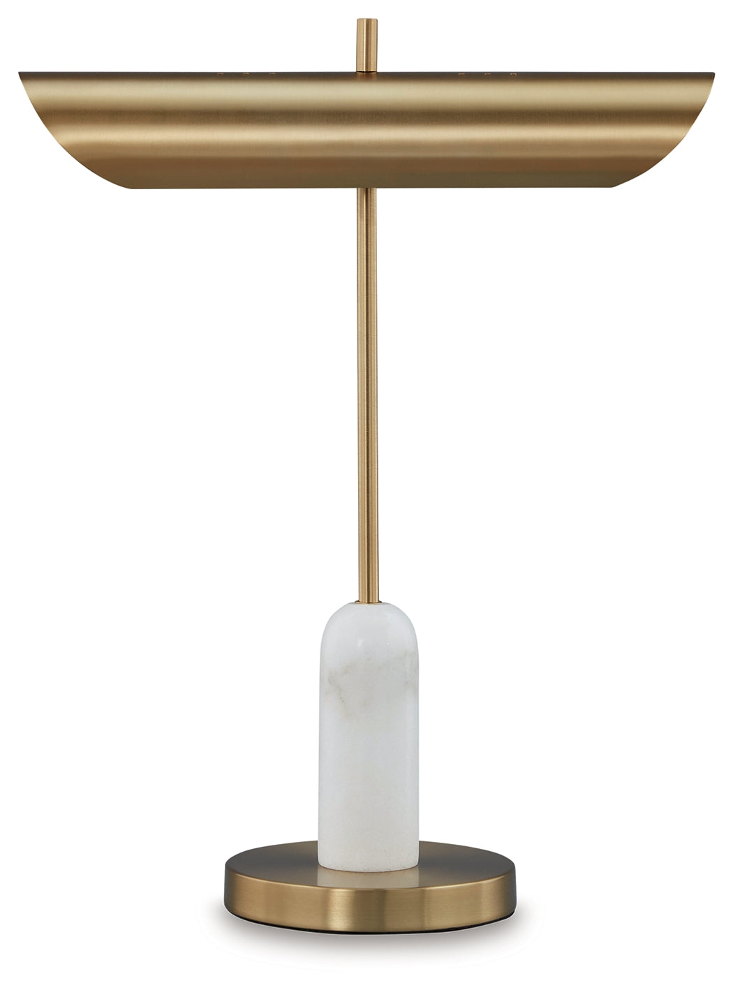Side view of Rowleigh desk lamp showing marble base and switch