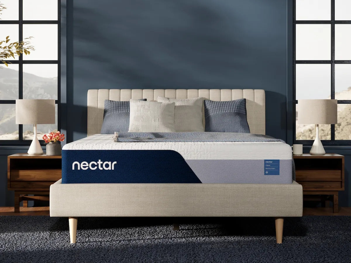Nectar Classic Memory Foam 5.1 queen mattress white top view