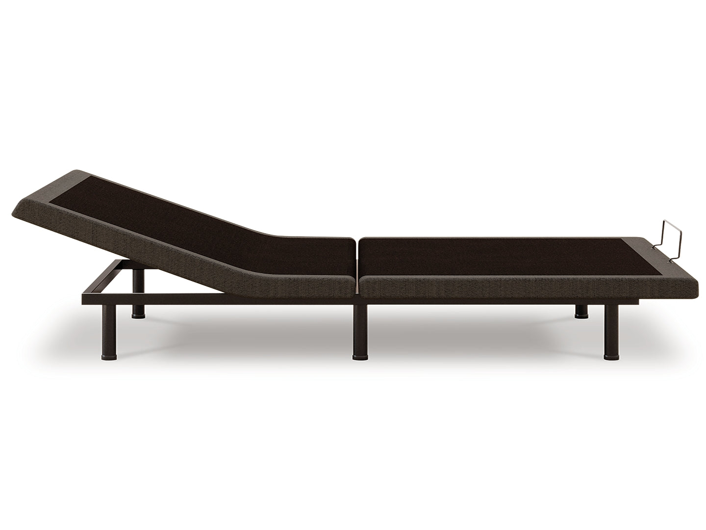 Comfort Premier Full Adjustable Base black, side view with head raised