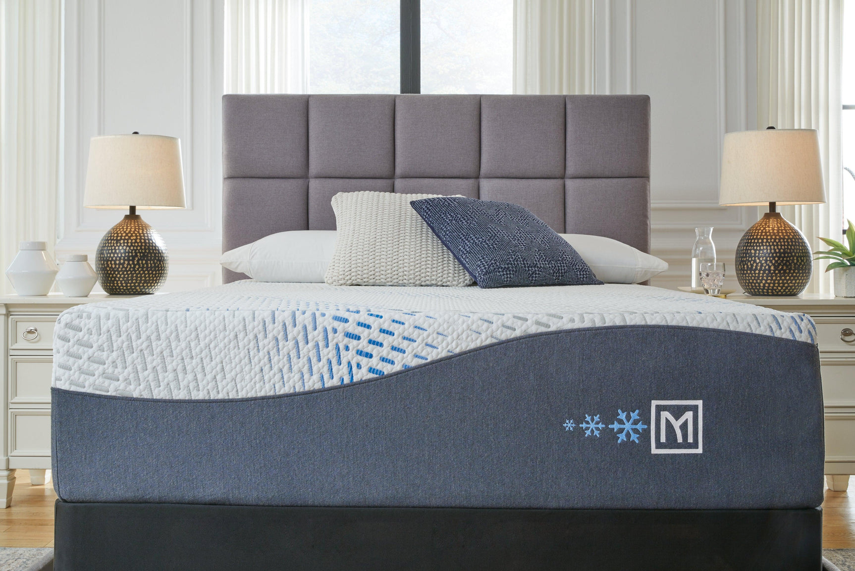 Side angle of Millennium Luxury Gel Memory Foam Queen Mattress in white