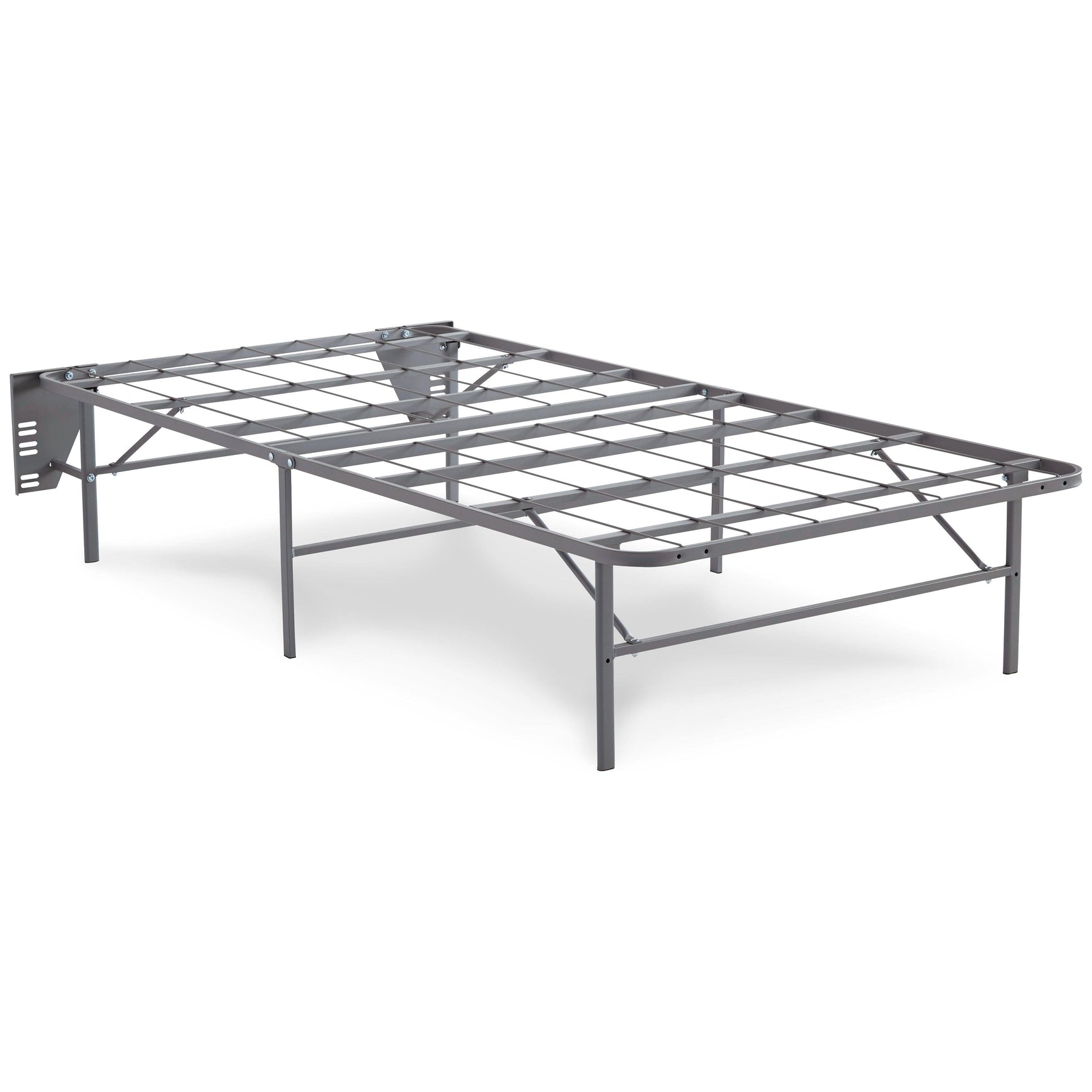 Better Than a Boxspring Gray Twin Foundation side view showing height and frame