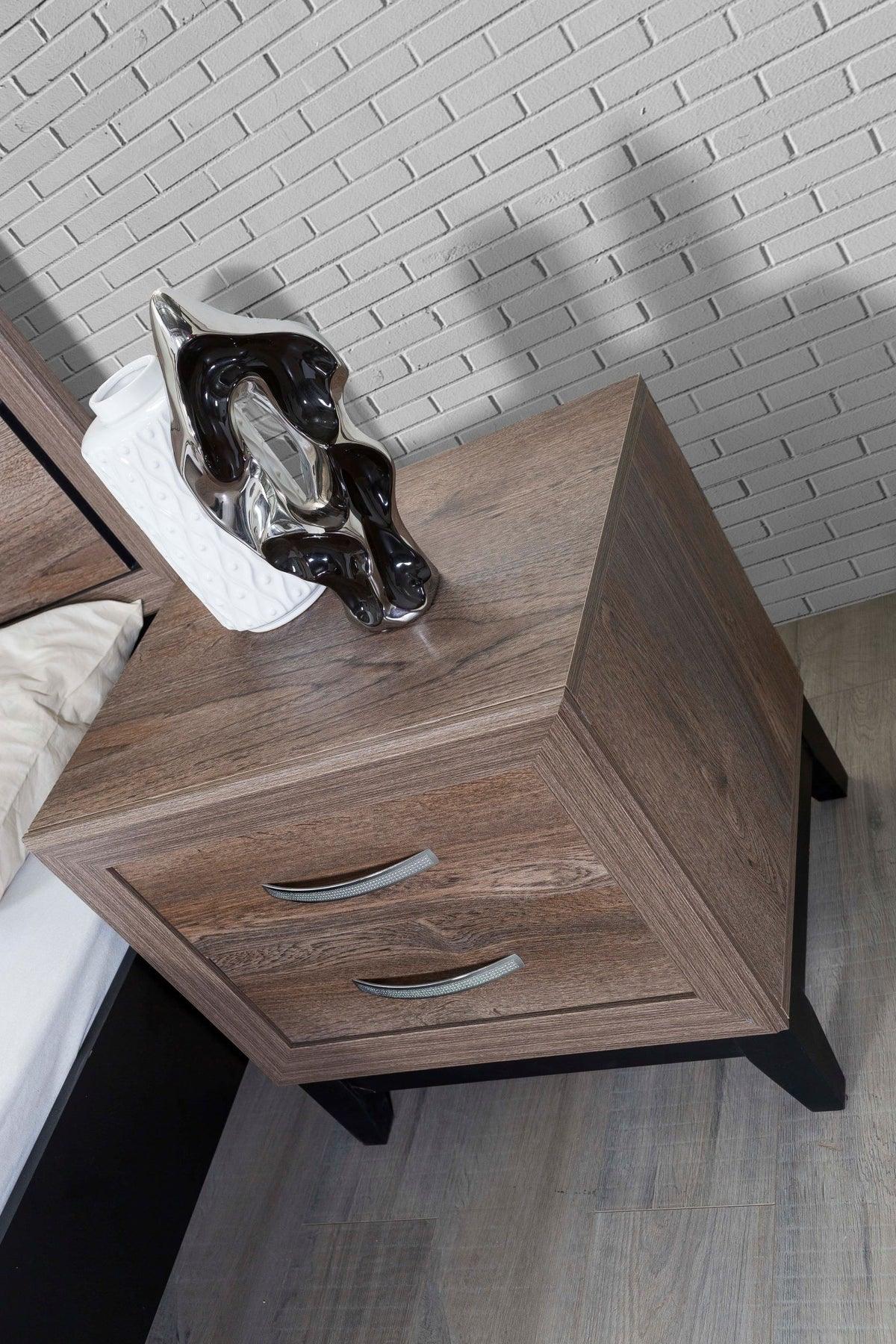 Hazel Brown Night Stand pictured in bedroom setting