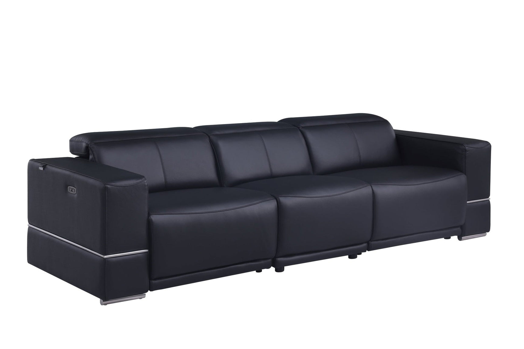 Franco black leather loveseat with console, cupholders, and wireless charger