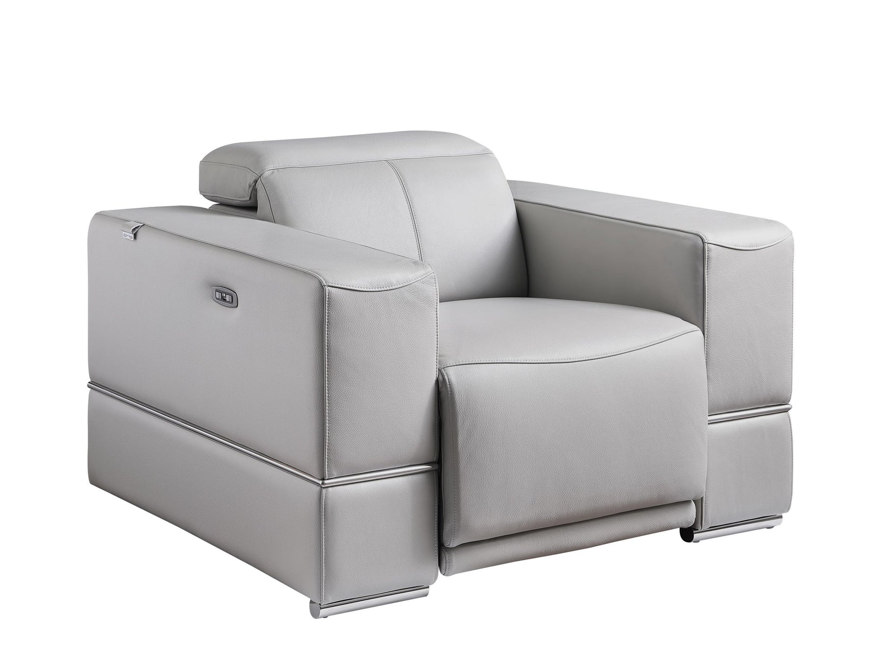 Franco light gray power recliner chair with power headrest front view