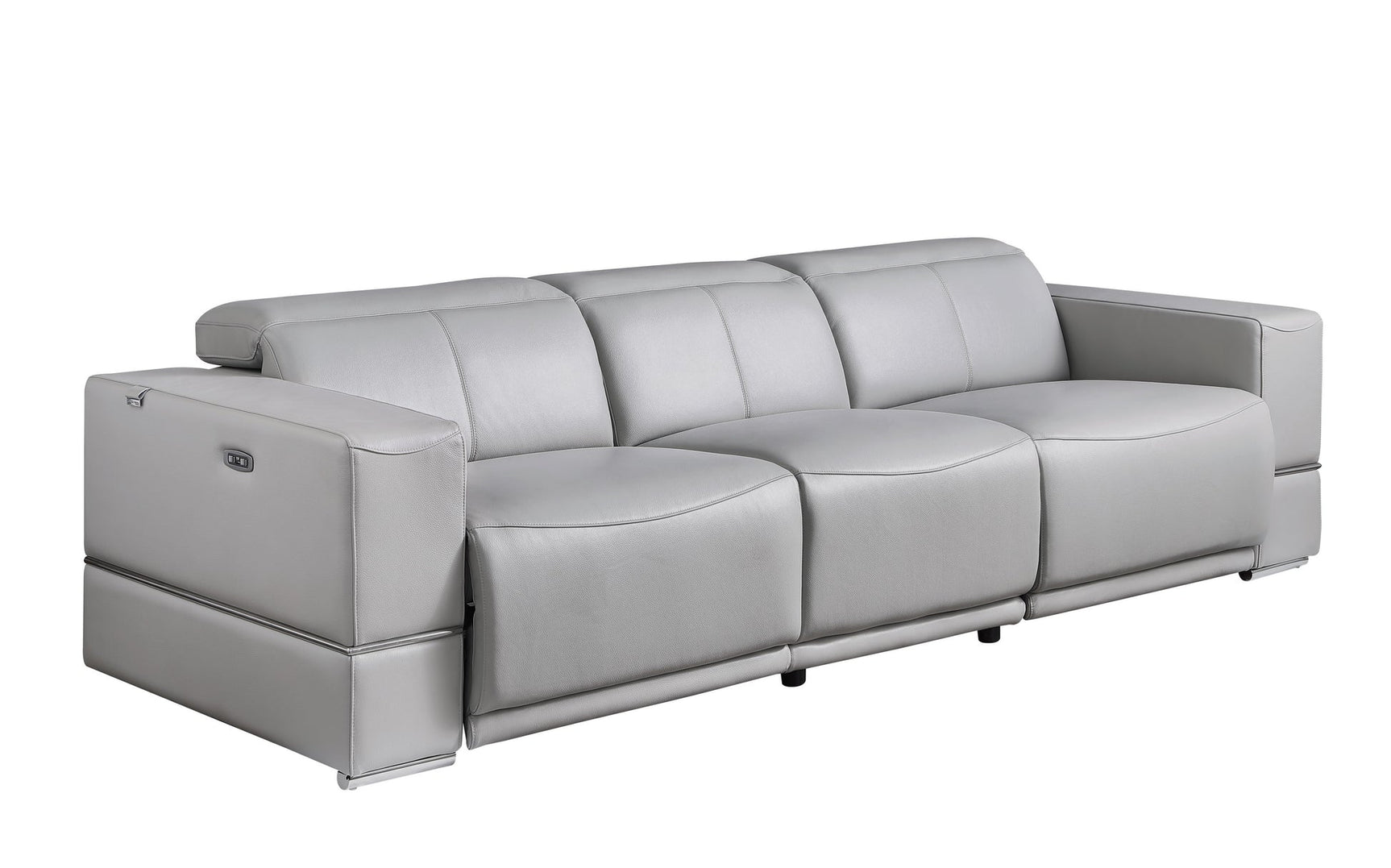 Franco light gray loveseat with power recliner, power headrest, console with cupholders and wireless charger