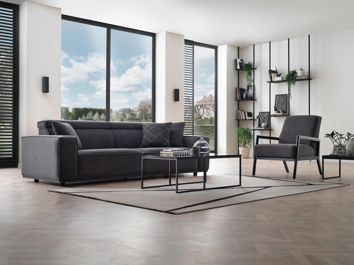 Milos Black 3-Seater Sofa - Ella Furniture