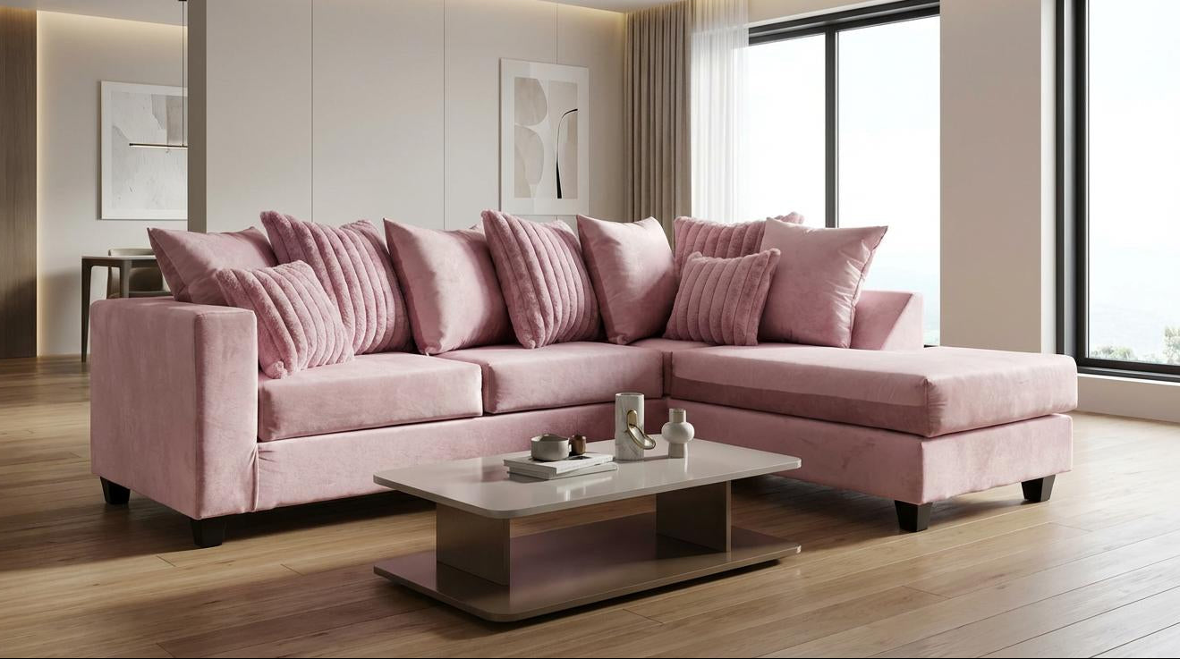Kora Pink Fabric 2-Piece Sectional Sofa with Chaise from Decor Furniture