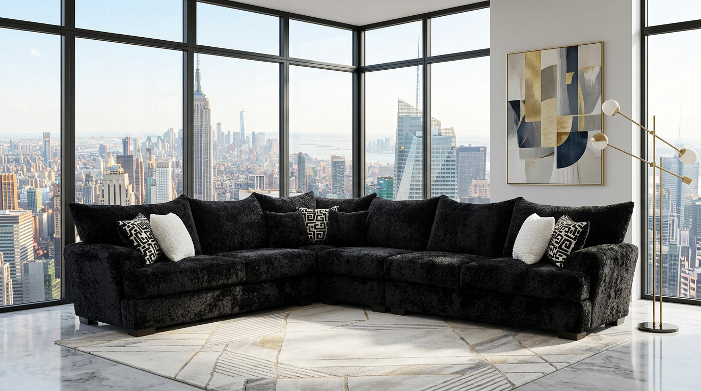 Rizz Black 4-Piece Sectional Sofa from Decor Furniture