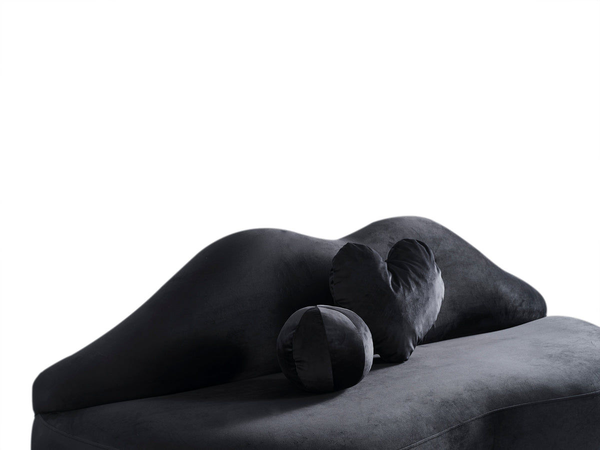 Audrey Black Velvet Loveseat 81"