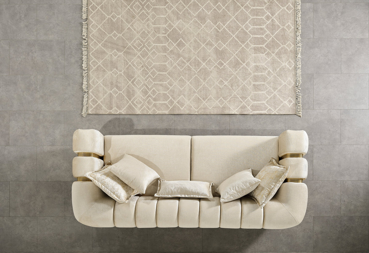 Another main angle of Ella Ivory Velvet Sofa