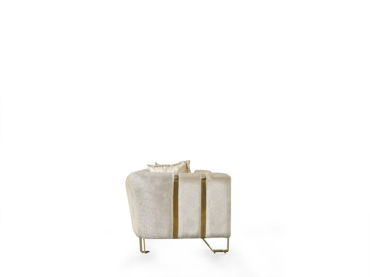 Wooden legs and frame detail of Ella loveseat