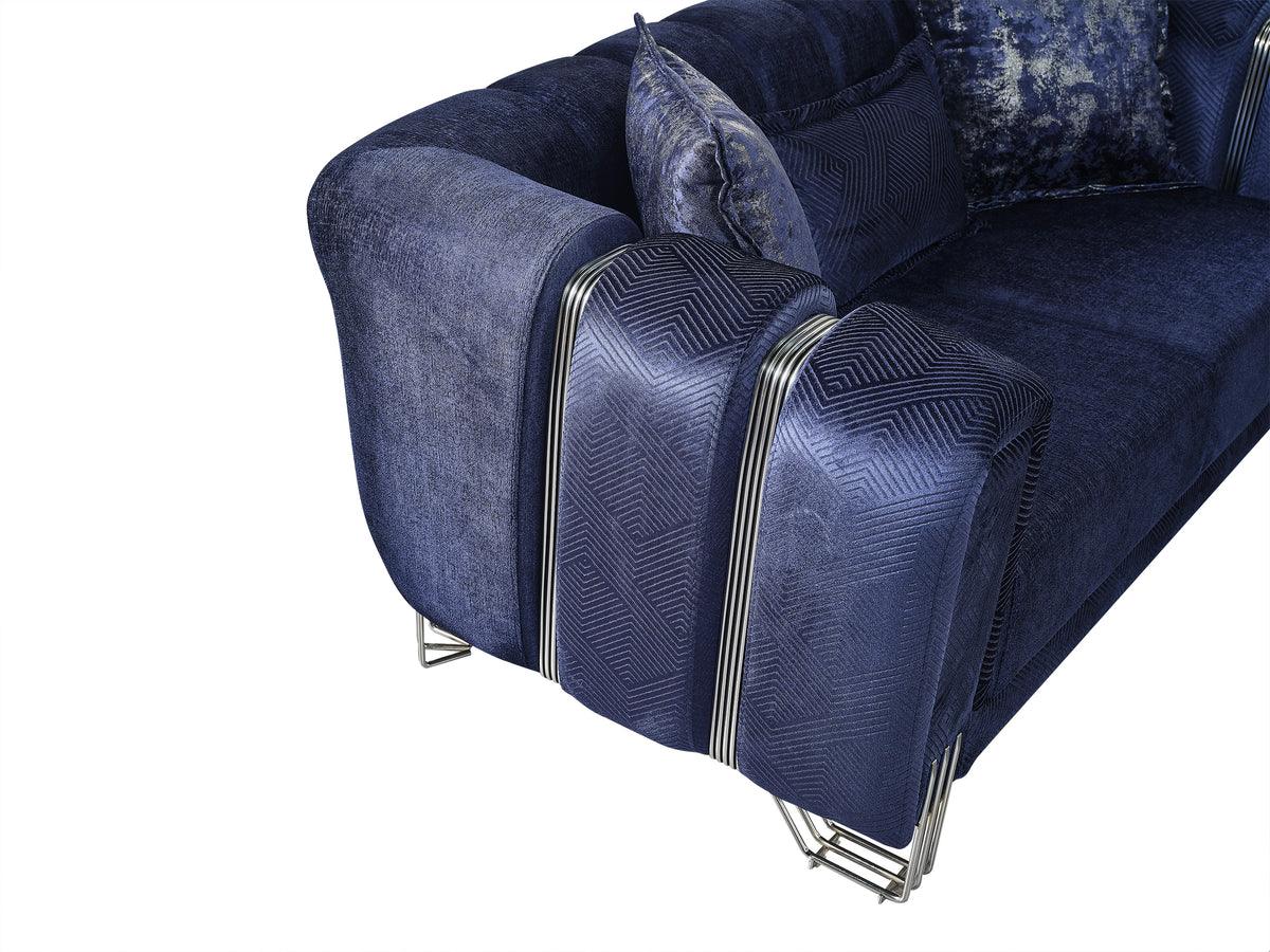 Ella Navy Velvet Sofa texture close-up detail