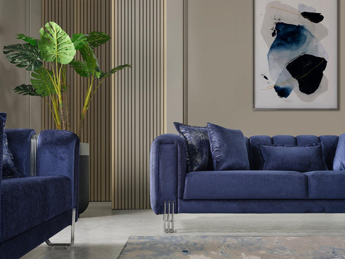 Ella Navy Velvet Sofa rich velvet texture detail