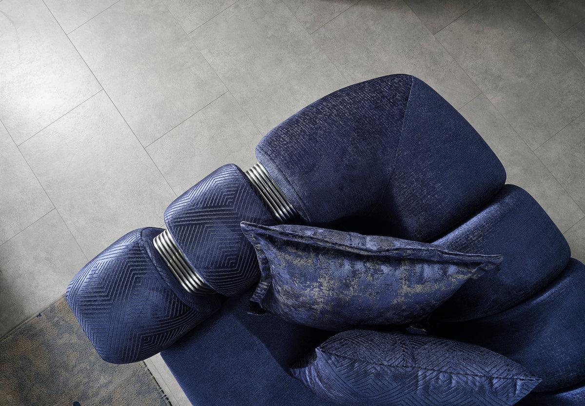 Ella Navy Velvet Sofa full front view