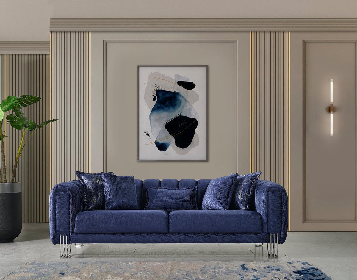 Ella Navy Velvet Sofa close-up detail