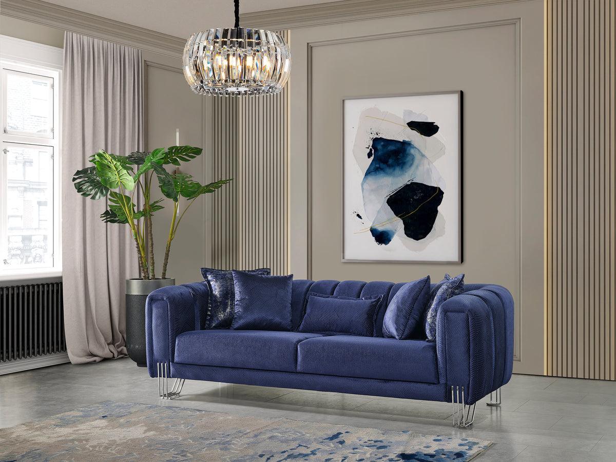 Ella Navy Velvet Loveseat main view