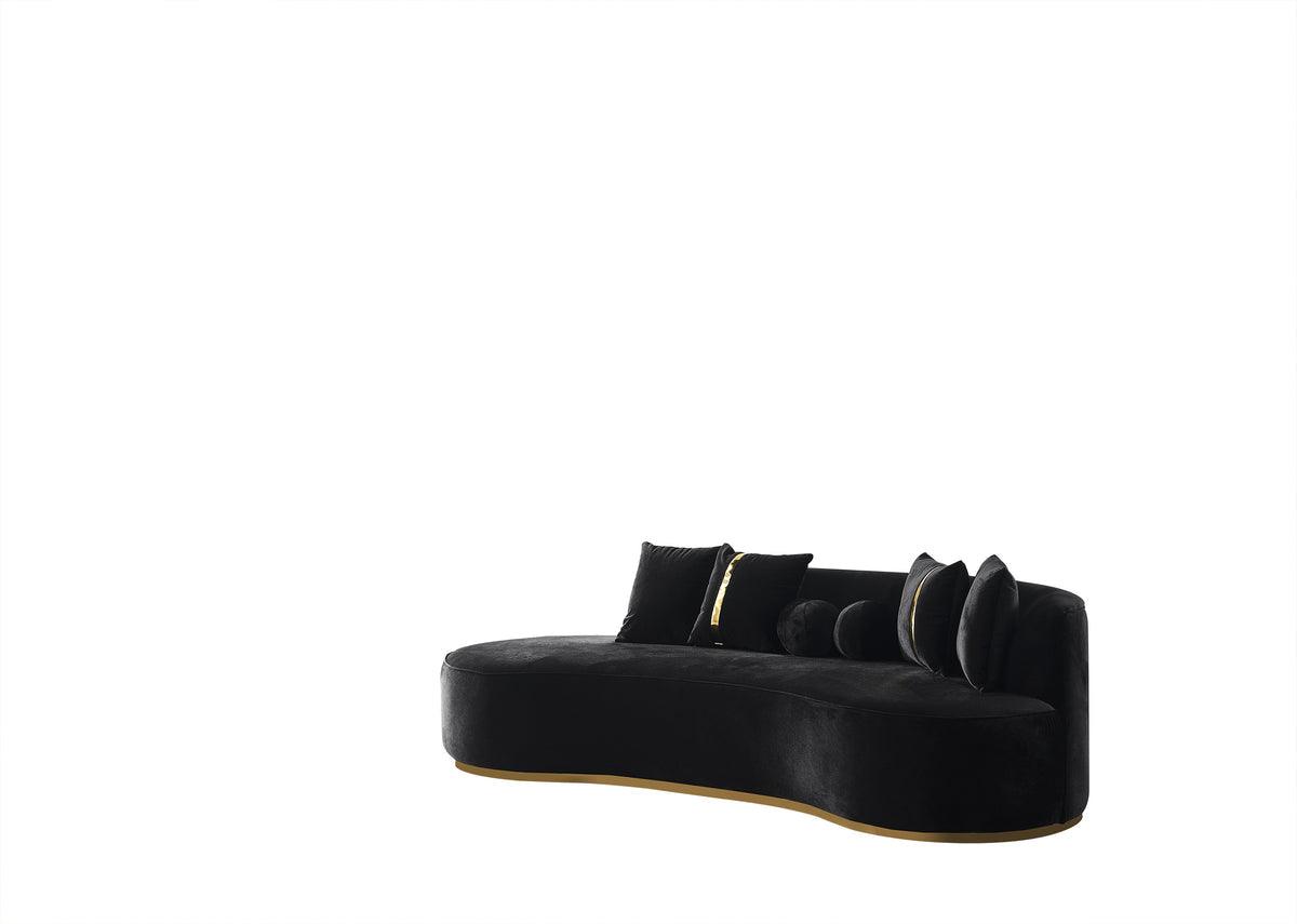 Sophia Black Velvet Chaise Lounge main angle