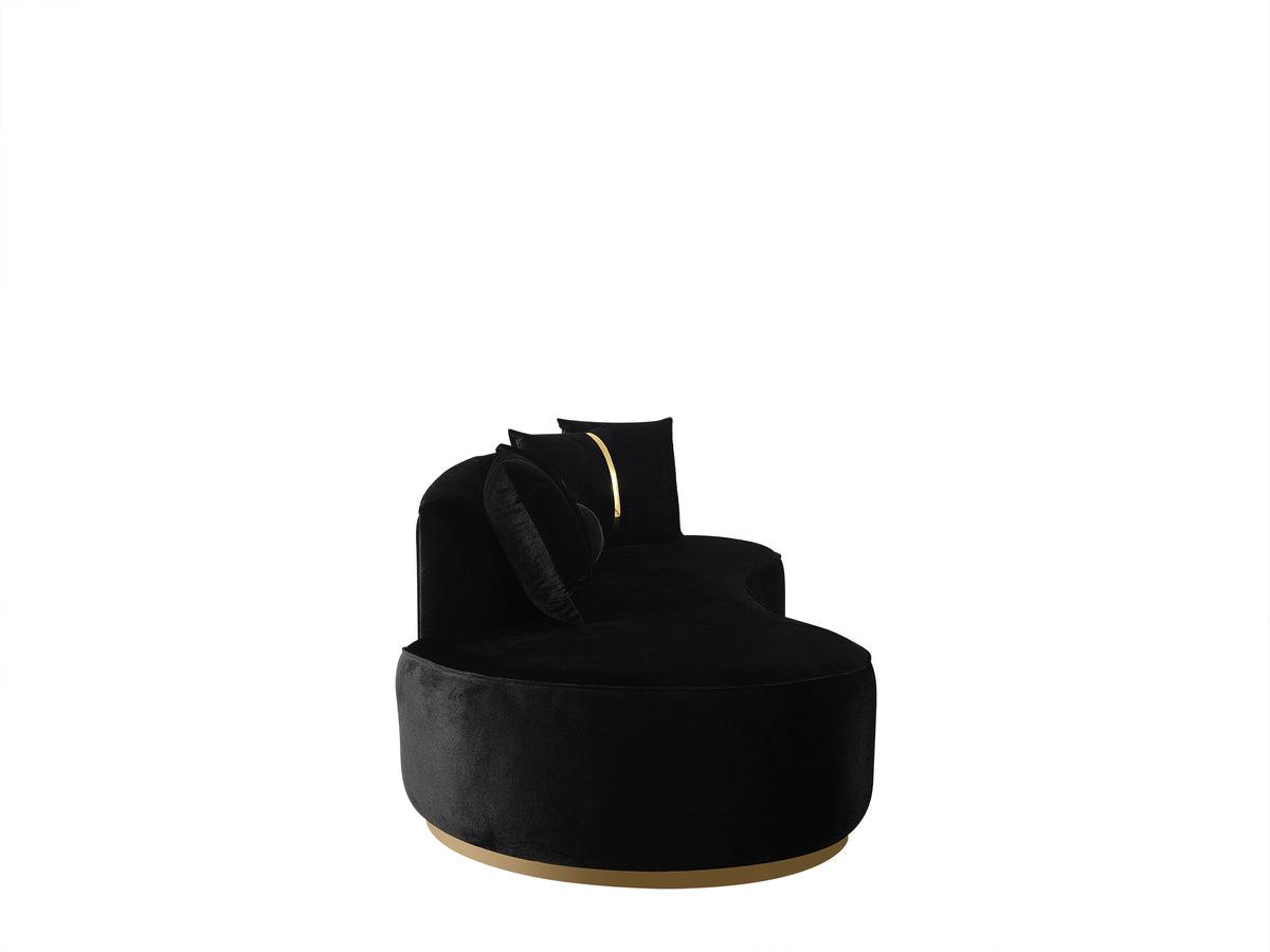 Sophia Black Velvet Chaise Lounge front view