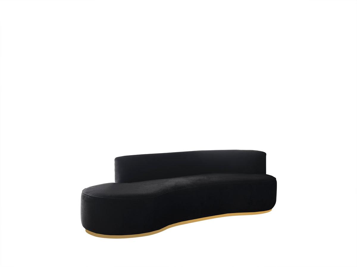 Sophia Black Velvet Chaise Lounge side perspective