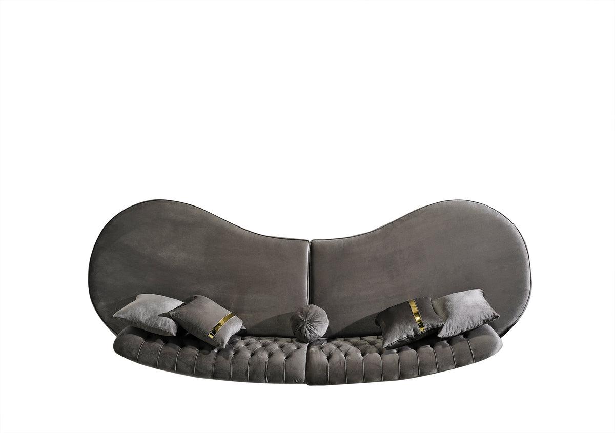 Sophia Gray Velvet Curved Sectional sofa second alternate main view