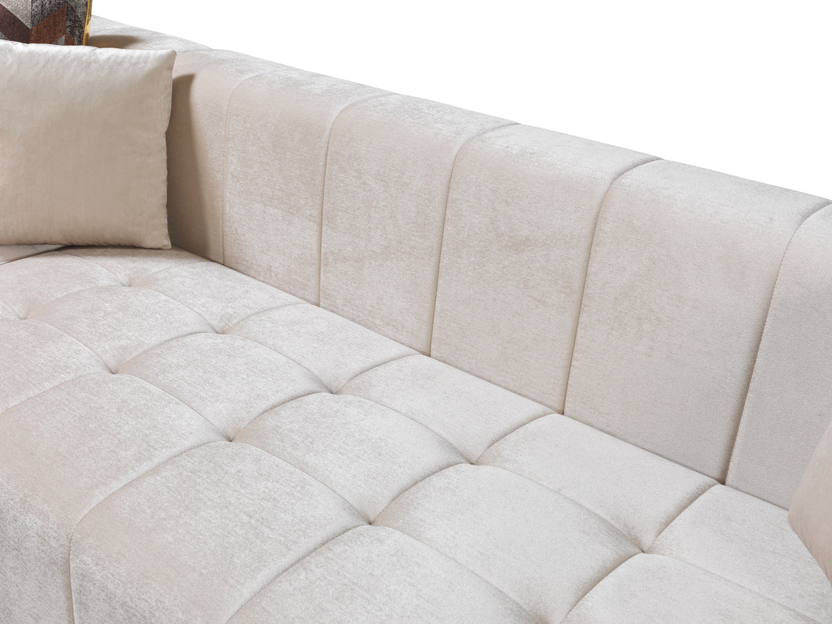 Side view emphasizing double chaise sectional design