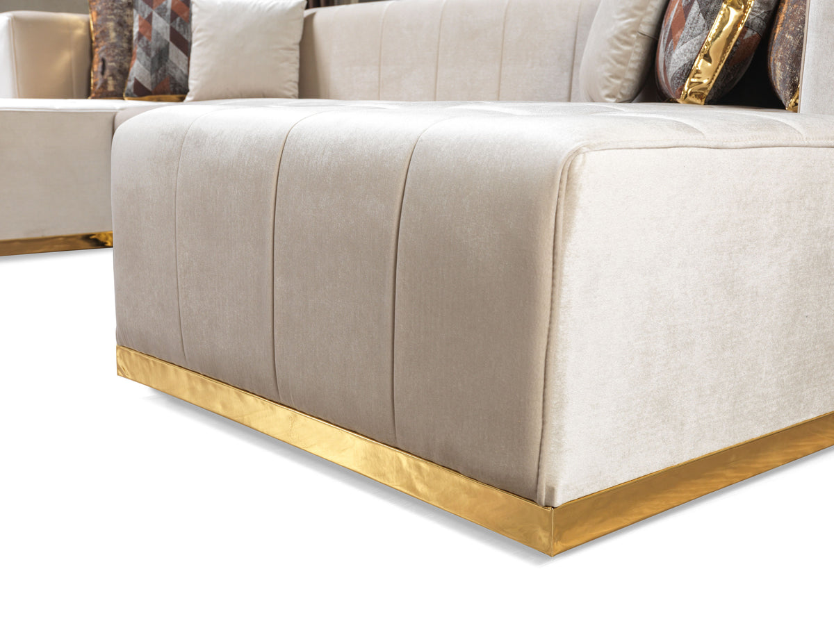 Main sectional sofa view with velvet fabric