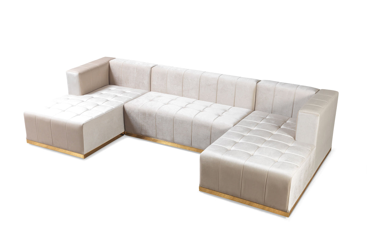 Main view of Amelia Ivory Velvet Double Chaise 140 sectional