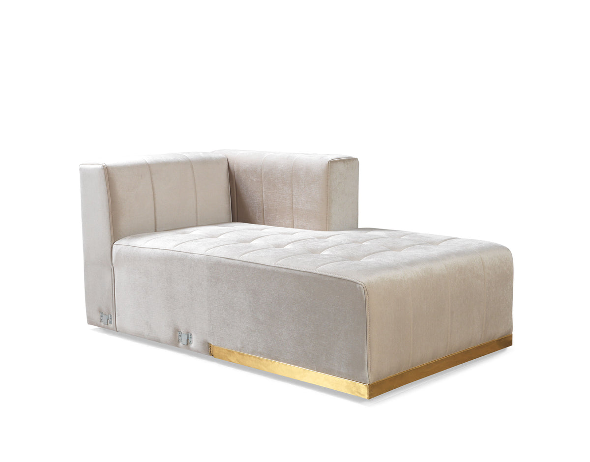 Amelia Ivory Velvet Double Chaise 140 Sectional sofa main view