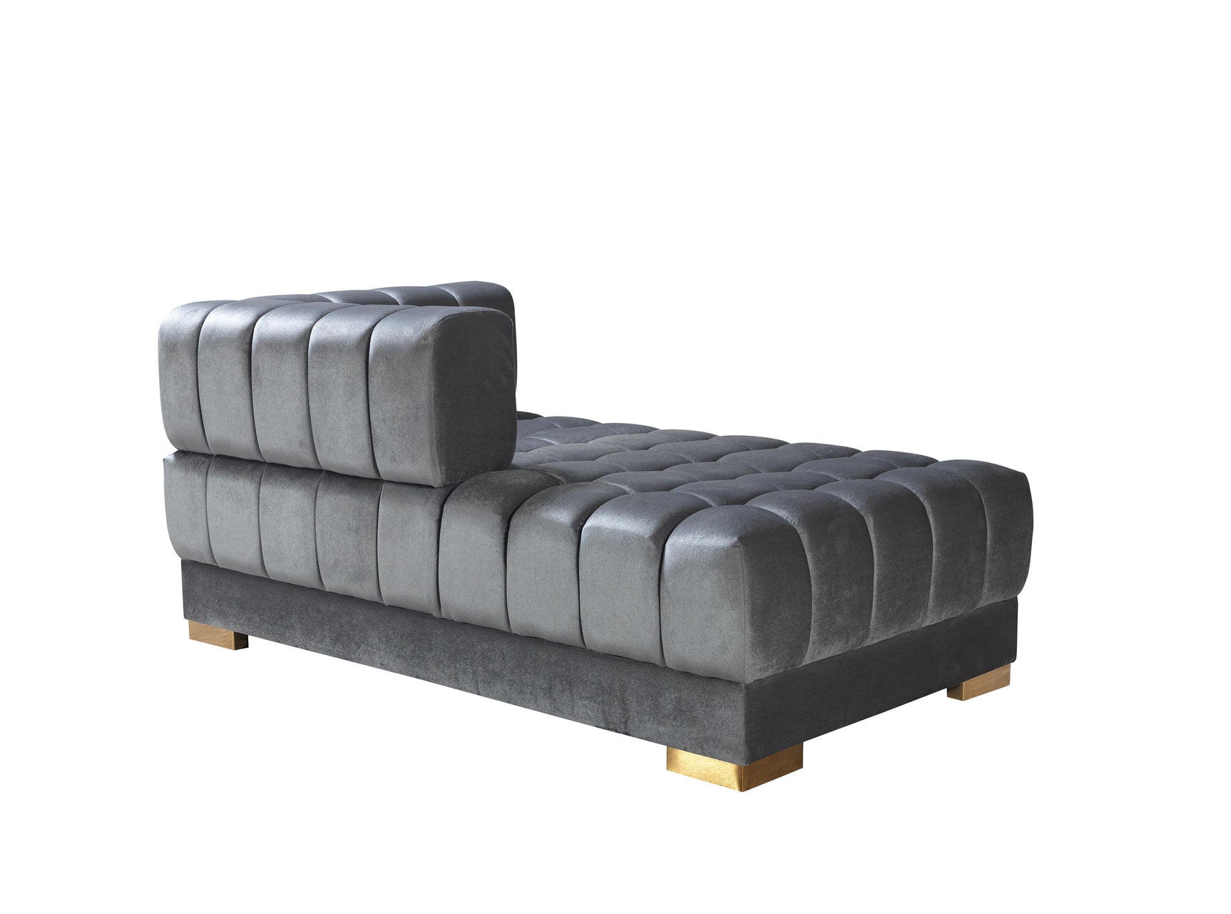 room view of Mia gray velvet double chaise sectional sofa with pillows