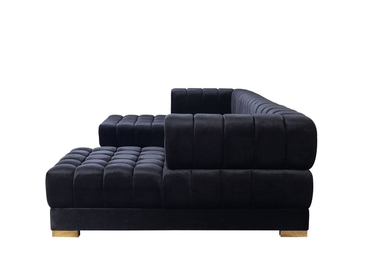 Detail of stitching and fabric on Mia sectional