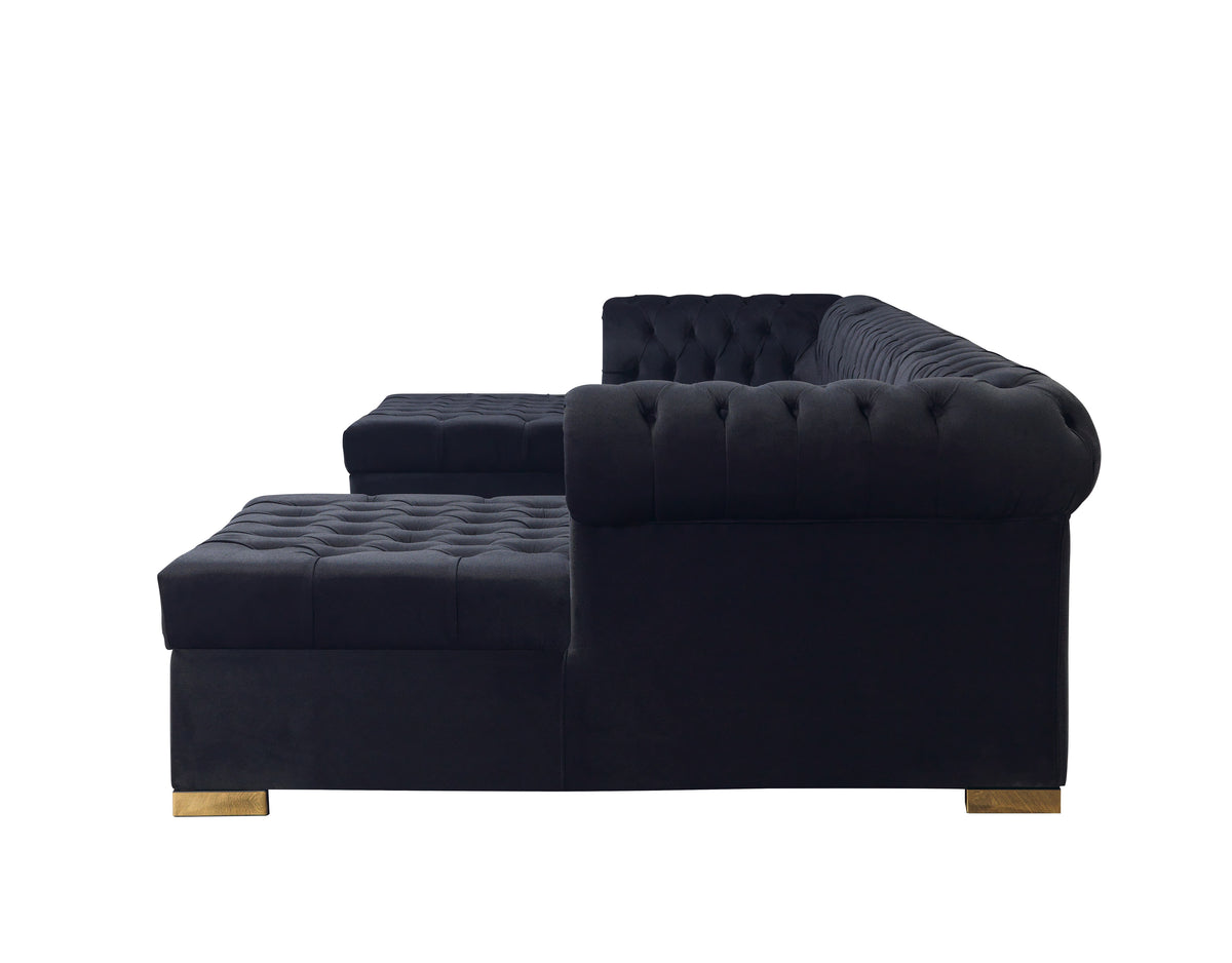 Close-up of velvet texture and sectional sofa frame